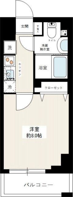 HY S STAGE 浅草今戸(1K/4階)の間取り写真