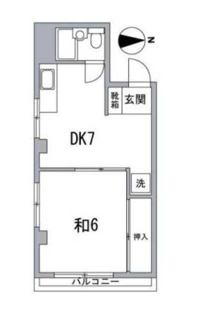 KOUビル(1DK/2階)の間取り写真