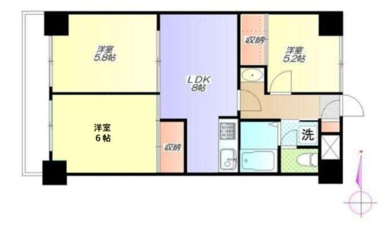 中銀第2東上野マンシオン(3LDK/7階)の間取り写真