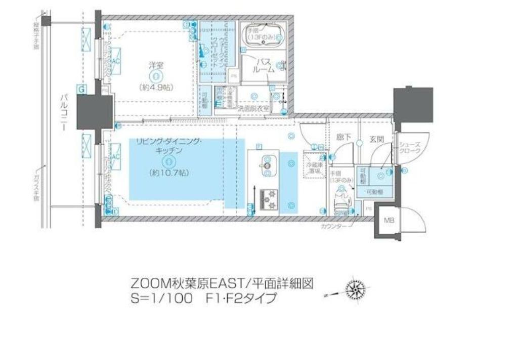 ZOOM秋葉原イースト(1LDK/7階)の間取り写真