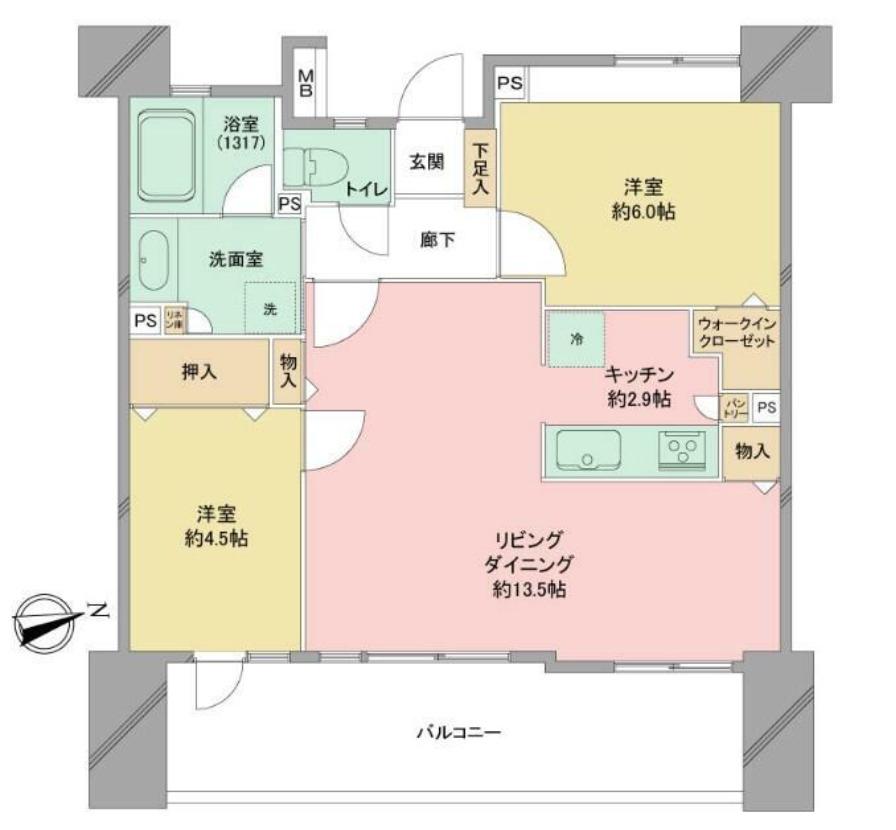 レーベン リヴァーレ ココキューブ(2LDK/10階)の間取り写真