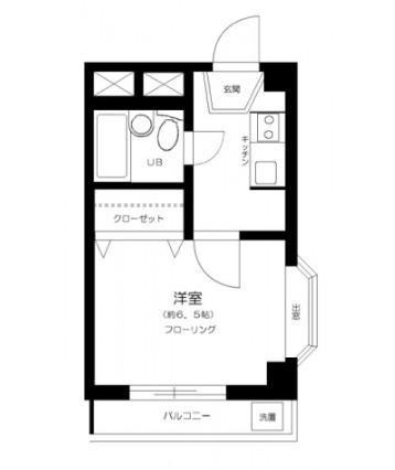 ジュネス33A(1K/2階)の間取り写真