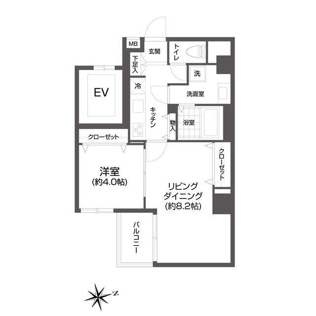 エルスタンザ浅草(1LDK/4階)の間取り写真