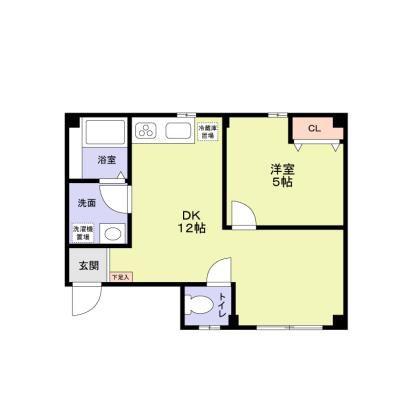 エバーグリーンハイツI(1LDK/1階)の間取り写真