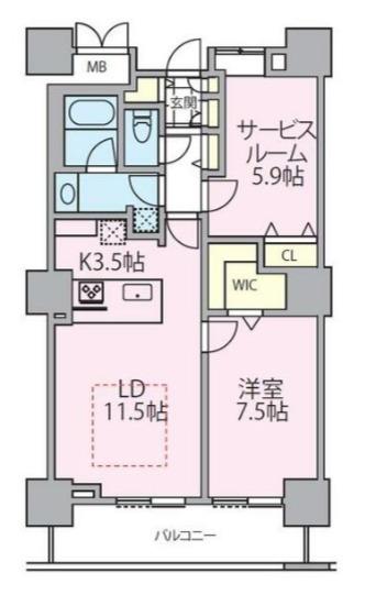 ロイヤルパークスタワー南千住(1SLDK/20階)の間取り写真