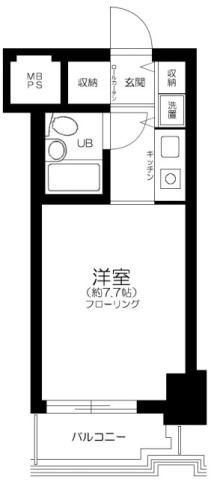 パレドール文京メトロプラザ1(ワンルーム/6階)の間取り写真