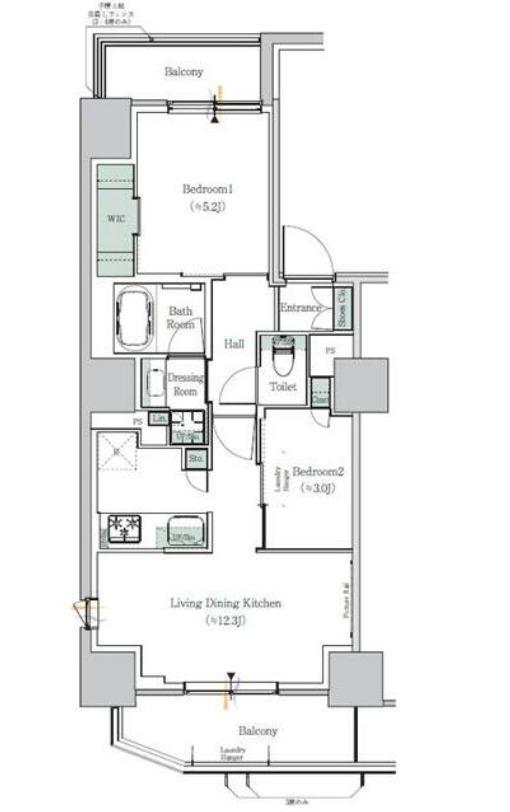 ONE ROOF RESIDENCE NISHINIPPOR(2LDK/6階)の間取り写真