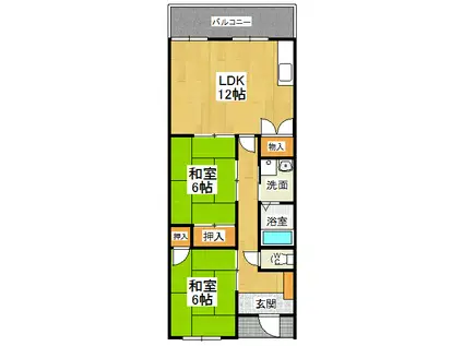 岩本ビル(2LDK/2階)の間取り写真