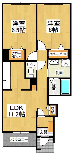 ファイン・ステージ B(2LDK/1階)の間取り写真