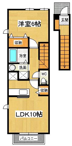 グリーン ビラ B(1LDK/2階)の間取り写真