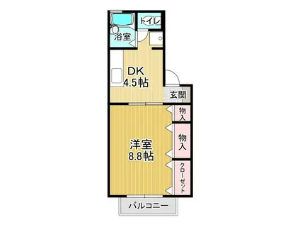 プレステージュ21 1棟(1DK/2階)の間取り写真