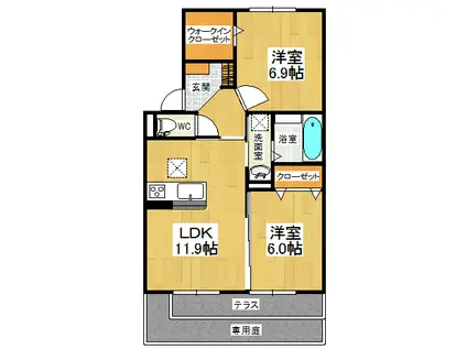 アムール21 E棟(2LDK/1階)の間取り写真