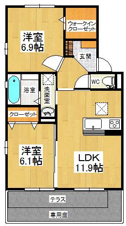 アムール21 E棟(2LDK/1階)の間取り写真