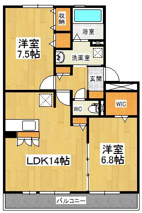 リヴェール北島(2LDK/3階)の間取り写真