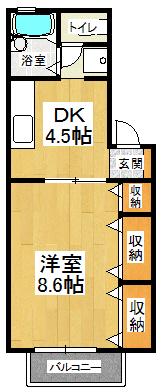 グリーンハイム2(1DK/1階)の間取り写真