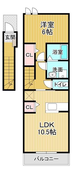 カーサ・ドマーニⅡ(1LDK/2階)の間取り写真