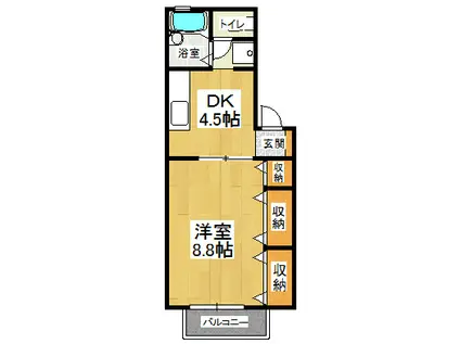 ドミール古川C(1DK/2階)の間取り写真