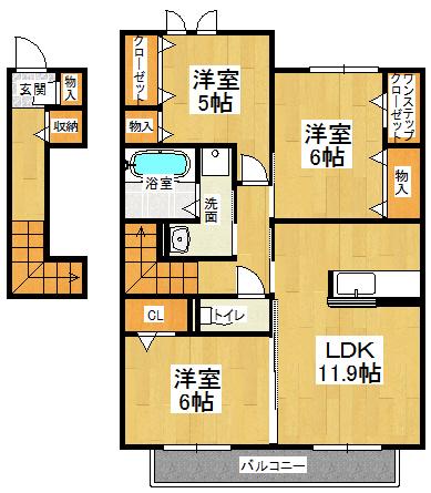 モンプリミエルラシオンⅡ(3LDK/2階)の間取り写真