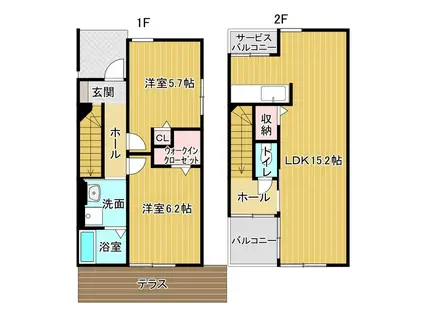 エアリー(2LDK/1階)の間取り写真