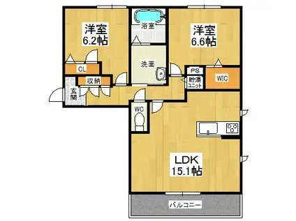 メゾンドホルト(2LDK/3階)の間取り写真