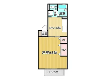 フロラシオン川内1(1DK/1階)の間取り写真