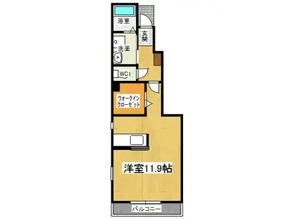 クレシェンドアルファ(1K/1階)の間取り写真