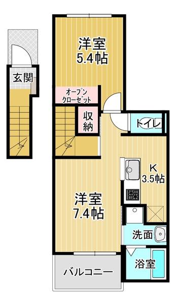 アルカンシエル北島(1LDK/2階)の間取り写真
