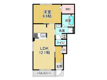 ココン 1(1LDK/1階)の間取り写真