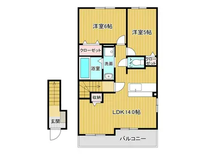 グランデール A(2LDK/2階)の間取り写真