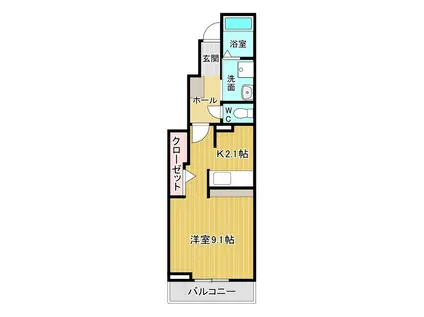 高徳線 吉成駅 徒歩34分 2階建 築6年(ワンルーム/1階)の間取り写真