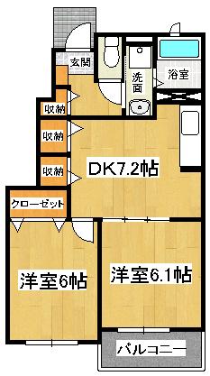 プランドール アン(2DK/1階)の間取り写真