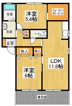 メゾン ブランシュ C棟(2LDK/1階)の間取り写真