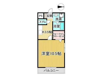 ヴィルボナール(1K/2階)の間取り写真