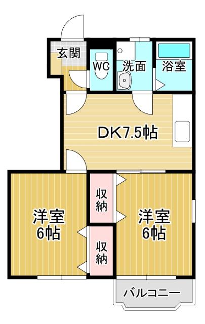 メルクマールSX2(2DK/1階)の間取り写真