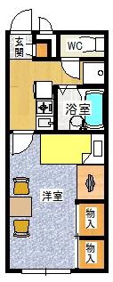 レオパレスSAITA(1K/2階)の間取り写真