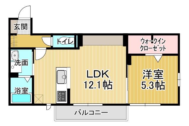 WIT CUBE A棟(1LDK/2階)の間取り写真