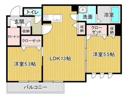 シャーメゾンフォーレ藍住(2LDK/3階)の間取り写真