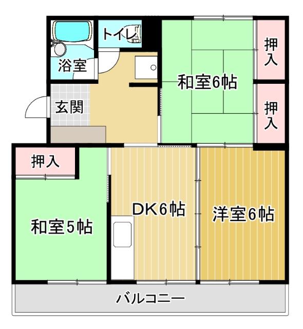 ハイツララポート(3DK/4階)の間取り写真