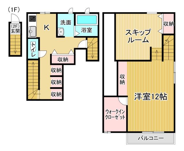 ココカラハウス川内3C(1SK/2階)の間取り写真