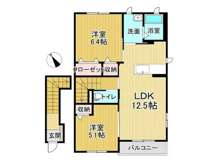 シャーメゾンエーデルハイム D棟(2LDK/2階)の間取り写真
