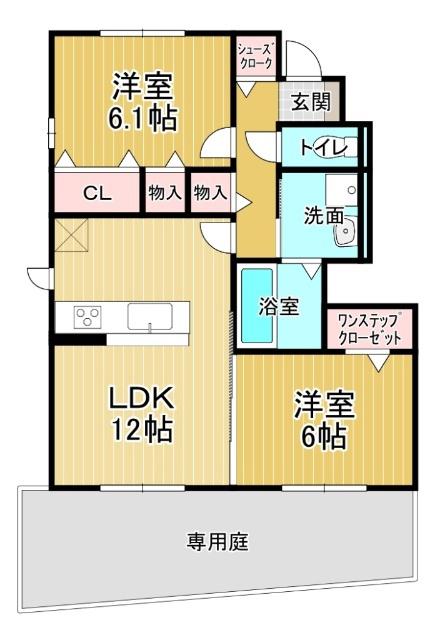 ヴェルドミール(2LDK/1階)の間取り写真