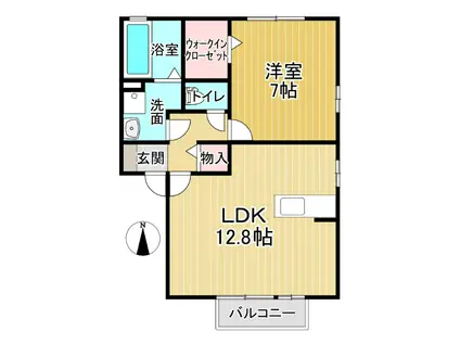 ウィルコートA棟(1LDK/2階)の間取り写真