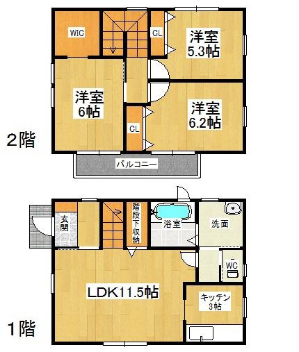 鳴門線 金比羅前駅 徒歩11分 2階建 築11年(3LDK)の間取り写真