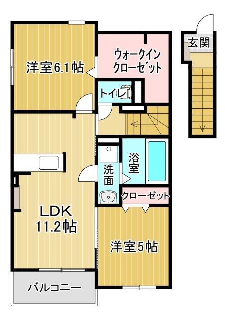 ルタン宮津 C(2LDK/2階)の間取り写真