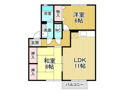 セレクト川内 A棟(2LDK/1階)の間取り写真
