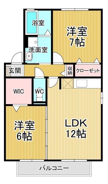 プラザ・シャルム B棟(2LDK/2階)の間取り写真