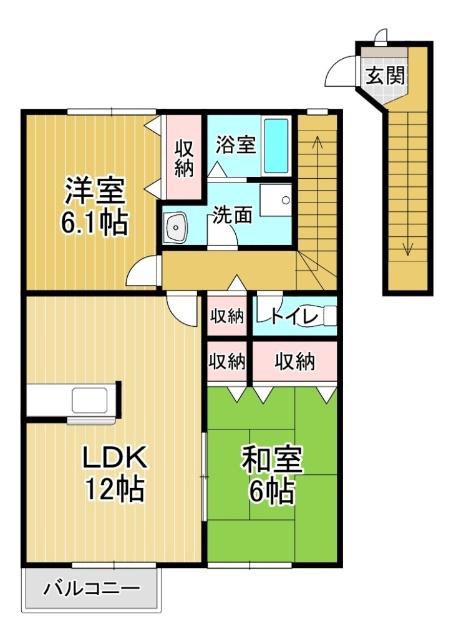 アビタシオン勝瑞J(2LDK/2階)の間取り写真