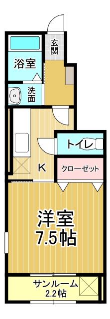 プリマヴェーラ13(1K/1階)の間取り写真