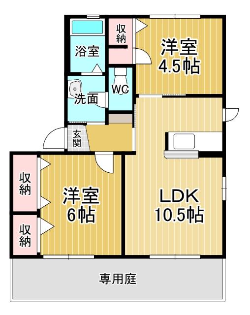 メゾン竹島1(2LDK/1階)の間取り写真