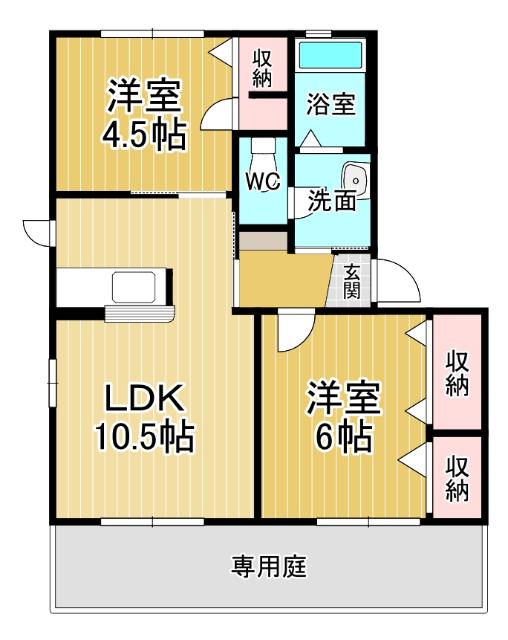 メゾン竹島2(2LDK/1階)の間取り写真